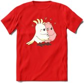 Lovebirds - Valentijn T-Shirt | Grappig Valentijnsdag Cadeautje voor Hem en Haar | Dames - Heren - Unisex | Kleding Cadeau | - Rood - XL