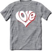 Love - Valentijn T-Shirt | Grappig Valentijnsdag Cadeautje voor Hem en Haar | Dames - Heren - Unisex | Kleding Cadeau | - Donker Grijs - Gemaleerd - M