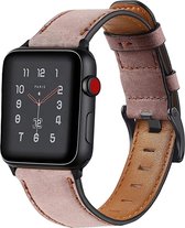 Leren bandje compatibel met Apple Watch 49/45/44/42 mm, Rose/Roze, Crazy Horse