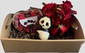 Dienblad - Luxe hart met Kersenbonbons - Chocolade Panda - Rozen