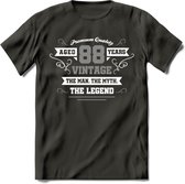 88 Jaar Legend T-Shirt | Zilver - Wit | Grappig Verjaardag en Feest Cadeau | Dames - Heren - Unisex | Kleding Kado | - Donker Grijs - 3XL
