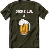 Dikke Lul 3 Bier T-Shirt | Bier Kleding | Feest | Drank | Grappig Verjaardag Cadeau | - Leger Groen - S