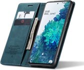 Samsung Galaxy S20 FE Bookcase hoesje - CaseMe - Effen Blauw - Kunstleer