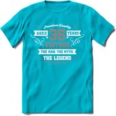 35 Jaar Legend T-Shirt | Zilver - Wit | Grappig Verjaardag en Feest Cadeau | Dames - Heren - Unisex | Kleding Kado | - Blauw - XXL