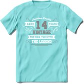 14 Jaar Legend T-Shirt | Zilver - Wit | Grappig Verjaardag en Feest Cadeau | Dames - Heren - Unisex | Kleding Kado | - Licht Blauw - L
