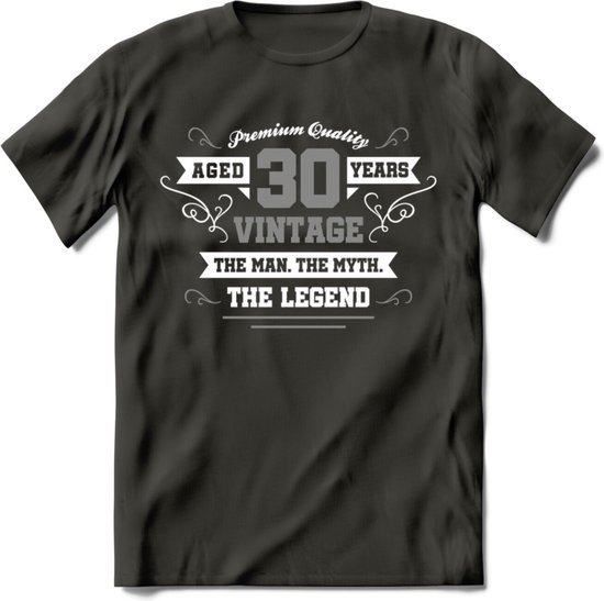 30 Jaar Legend T-Shirt | Zilver - Wit | Grappig Verjaardag en Feest Cadeau | Dames - Heren - Unisex | Kleding Kado | - Donker Grijs - S