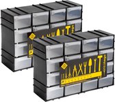 4x boîtes d'assortiment d'outils suspendus/boîtes de tri 16 tiroirs 22 x 8 x 15 cm - Vis et clous