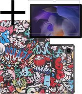 Samsung Galaxy Tab A8 Hoesje Met Screenprotector Zwart Book Case Cover Met Screen Protector - Graffity