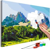 Doe-het-zelf op canvas schilderen - Dolomite Peaks.