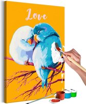 Doe-het-zelf op canvas schilderen - Parrots in Love.