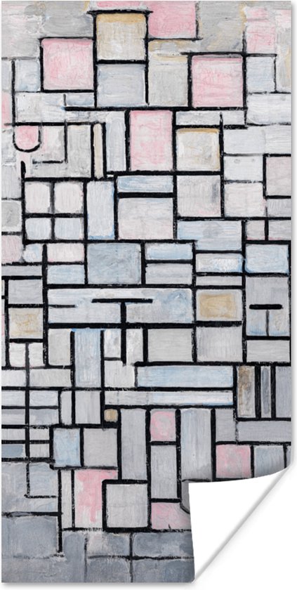 Foto: Poster compositie 6 mondriaan kunst 20x40 cm