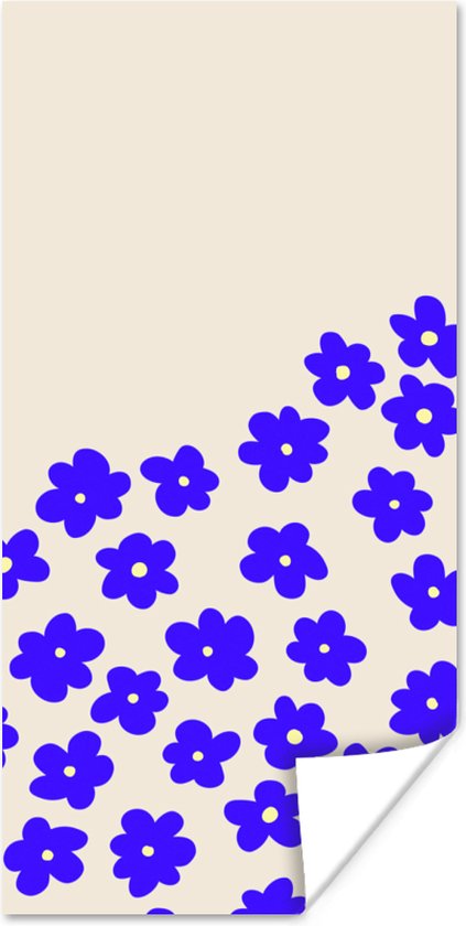 Poster Bloem - Blauw - Patronen - 40x80 cm