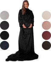 Blumtal - Fleece deken met mouwen - Hoodie Deken - Fleece Plaid -  170 x 200 cm - Zwart