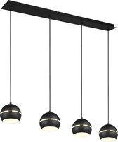LED Hanglamp - Hangverlichting - Trion Flatina - E14 Fitting - 4-lichts - Rechthoek - Mat Zwart - Aluminium - BSE