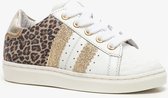 Groot leren meisjes sneakers met luipaardprint - Wit - Maat 26