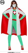 Guirca - Dokter & Tandarts Kostuum - Superdokter Gaat Het Gevecht Met Elk Virus Aan - Vrouw - blauw,rood,wit / beige - Maat 42-44 - Carnavalskleding - Verkleedkleding