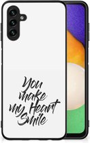 Backcover Soft Siliconen Hoesje Geschikt voor Samsung Galaxy A13 Telefoonhoesje met Zwarte rand Heart Smile