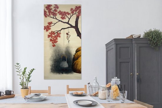 Tableau sur Toile Esdoorn en Automne - Peinture de Shibata Zeshin - 80x160 cm - Décoration murale