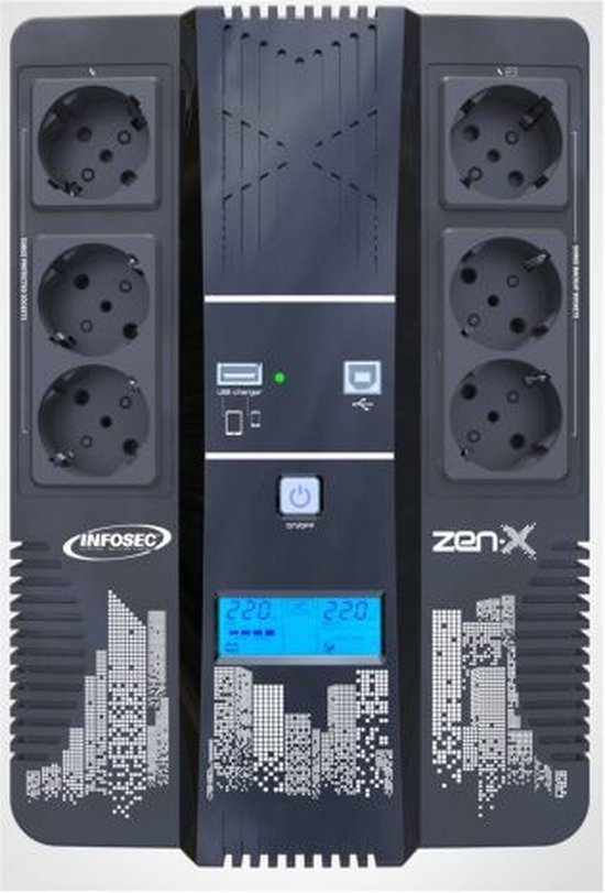 Infosec Zen-X 800 Line-interactive 0,8 kVA 0,48 W 6 AC-uitgang(en) - Infosec