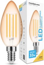 Modee Lighting - LED Filament lamp E14 - C35 - 4W vervangt 33W - 1800K zeer warm wit licht