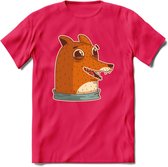 Lachende vos T-Shirt Grappig | Dieren honden Kleding Kado Heren / Dames | Animal Skateboard Cadeau shirt - Roze - S