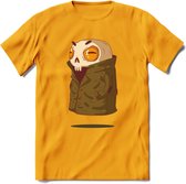 Zwevend skelet T-Shirt Grappig | Dieren halloween Kleding Kado Heren / Dames | Animal Skateboard Cadeau shirt - Geel - M