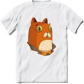 Casual kat T-Shirt Grappig | Dieren katten Kleding Kado Heren / Dames | Animal Skateboard Cadeau shirt - Wit - 3XL