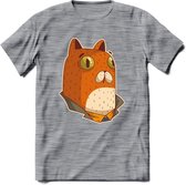 Casual kat T-Shirt Grappig | Dieren katten Kleding Kado Heren / Dames | Animal Skateboard Cadeau shirt - Donker Grijs - Gemaleerd - XL