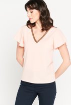 LOLALIZA T-shirt met V-hals - Nude - Maat L