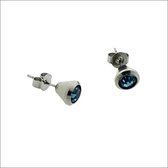Aramat jewels ® - Oorbellen licht blauw kristal chirurgisch staal zilverkleurig 7mm unisex