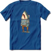 Casual haai matroos T-Shirt Grappig | Dieren vissen Kleding Kado Heren / Dames | Animal Skateboard Cadeau shirt - Donker Blauw - 3XL