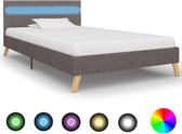 vidaXL Bedframe met LED stof lichtgrijs 100x200 cm