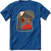 Chirp vogel T-Shirt Grappig | Dieren Kleding Kado Heren / Dames | Animal Skateboard Cadeau shirt - Donker Blauw - XXL