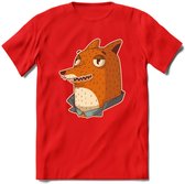 Casual vos T-Shirt Grappig | Dieren fox Kleding Kado Heren / Dames | Animal Skateboard Cadeau shirt - Rood - L