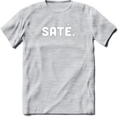 Sate - Snack T-Shirt | Grappig Verjaardag Kleding Cadeau | Eten En Snoep Shirt | Dames - Heren - Unisex Tshirt | - Licht Grijs - Gemaleerd - L