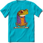 Casual kikker T-Shirt Grappig | Dieren reptiel Kleding Kado Heren / Dames | Animal Skateboard Cadeau shirt - Blauw - M