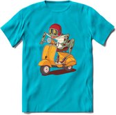 Casual scooter kikker T-Shirt Grappig | Dieren reptiel Kleding Kado Heren / Dames | Animal Skateboard Cadeau shirt - Blauw - XL