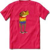 Casual gay pride kikker T-Shirt Grappig | Dieren reptiel Kleding Kado Heren / Dames | Animal Skateboard Cadeau shirt - Roze - XL
