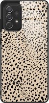 Samsung A52 hoesje glass - Stippen bruin abstract | Samsung Galaxy A52 5G case | Hardcase backcover zwart