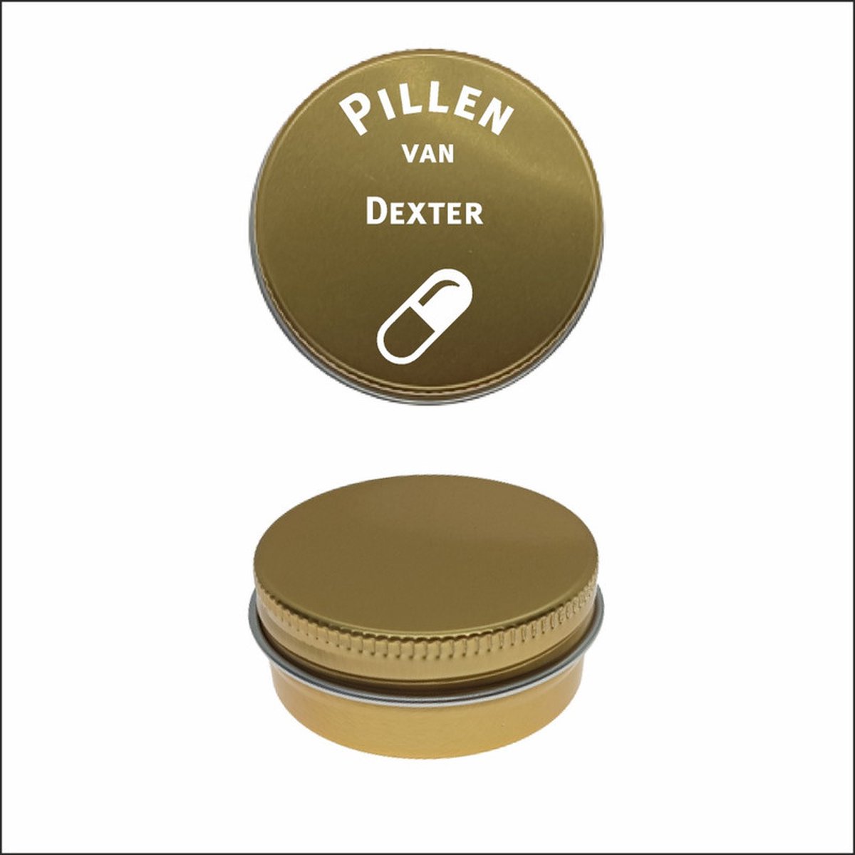 Goedkoopste Pillen Blikje Met Naam Gravering - Dexter