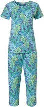 Pastunette dames shortama 3/4 broek - Blue Jungle  - 50  - Blauw