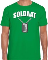 Soldaat dogtag / hanger verkleed t-shirt groen voor heren - Militair / soldaat  carnaval / feest shirt kleding / kostuum L