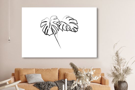 Toile Peinture Feuilles - Végétal - Dessin au trait - Line cm - Décoration murale