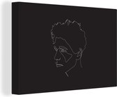 Canvas Schilderij Line art - Zwart - Wit - Man - 30x20 cm - Wanddecoratie