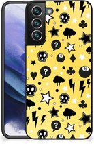 Telefoon Hoesje Geschikt voor Samsung Galaxy S22 Pro Silicone Back Cover met Zwarte rand Punk Yellow