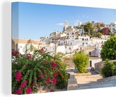 Canvas Schilderij Ibiza-stad overdag - 120x80 cm - Wanddecoratie