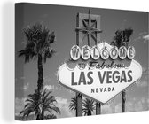 Canvas Schilderij Zwart wit welkomstbord van Las Vegas - 120x80 cm - Wanddecoratie