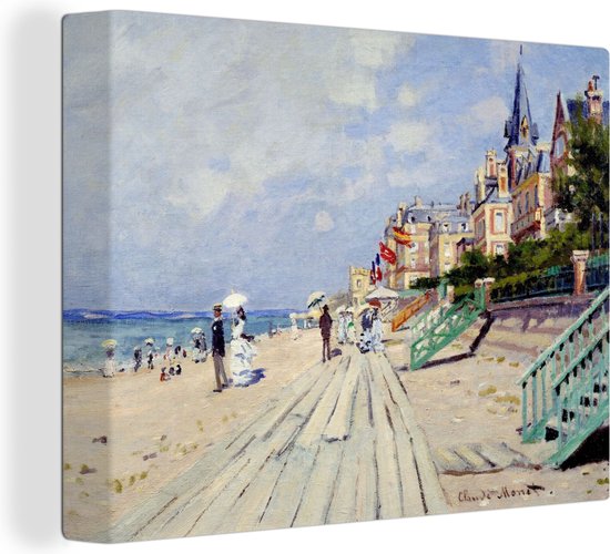 Canvas Schilderij The Boardwalk at Trouville - Schilderij van Claude Monet - Wanddecoratie