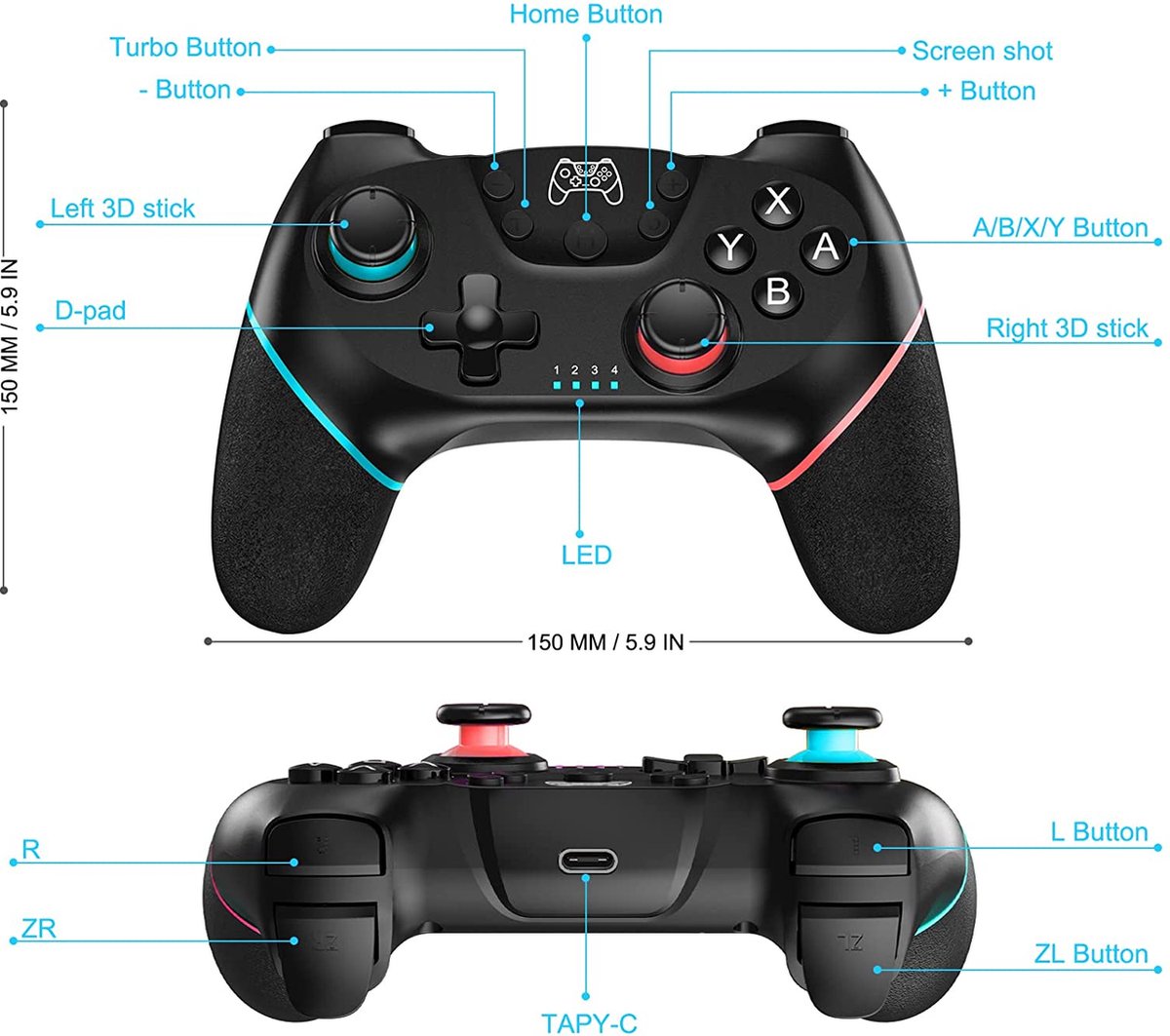 Draadloze Pro Controller Geschikt voor Nintendo Switch / Lite / OLED met Ergonomische Multifunctionele Handvat Gripstand – foto 8