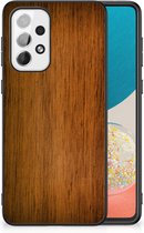 Leuk Case Super als Vaderdag Cadeaus Geschikt voor Samsung Galaxy A73 Smartphone Hoesje met Zwarte rand Donker Hout